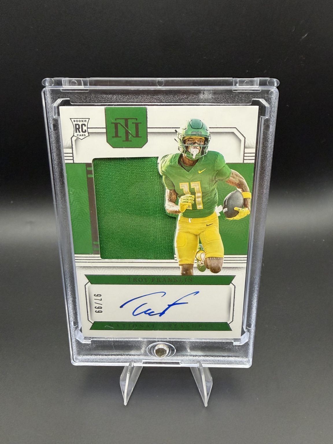 Troy Franklin rookie patch autograph card