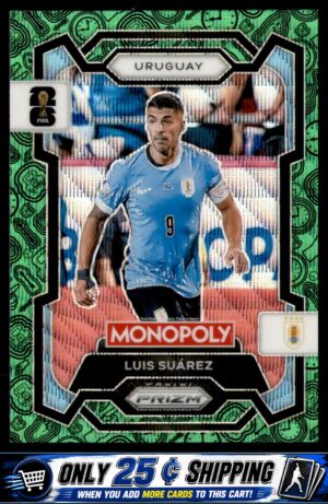 2026 Prizm Monopoly FIFA World Cup #67 Luis Suarez 4 Corners Green Wave Prizms