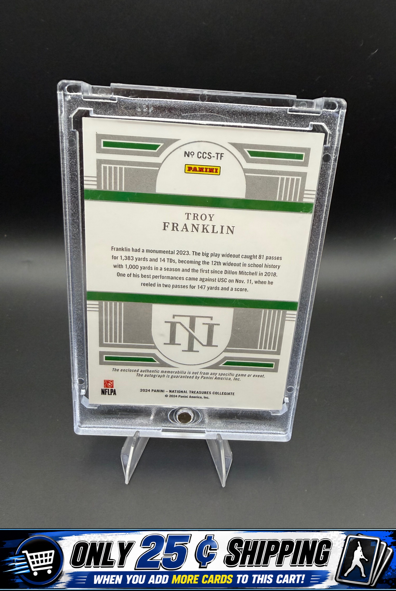 2024 National Treasures Collegiate #CCS-TF Troy Franklin Silhouettes Auto #/99 - Image 2
